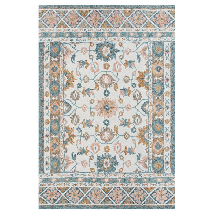 9' x 12' Wool Floral Hand Tufted Area Rug - Blue And Ivory