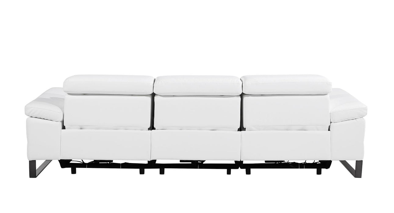 Top Grain Leather Reclining Metal USB Sofa (720336) - White