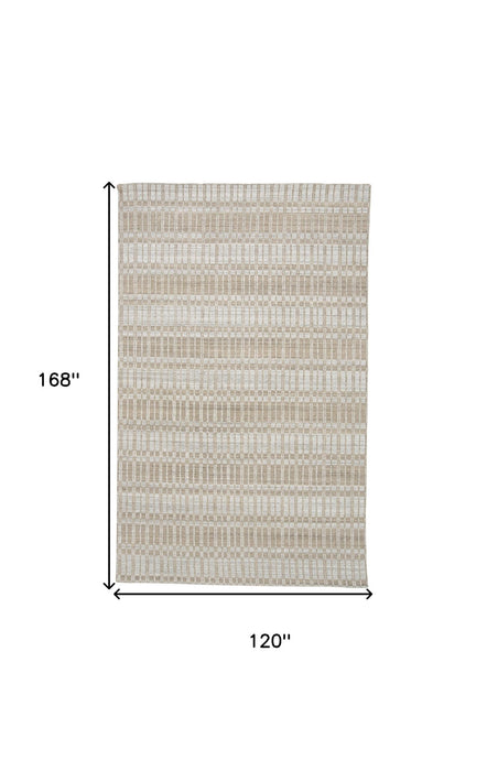 10' x 14' Geometric Hand Woven Area Rug - Tan And Ivory