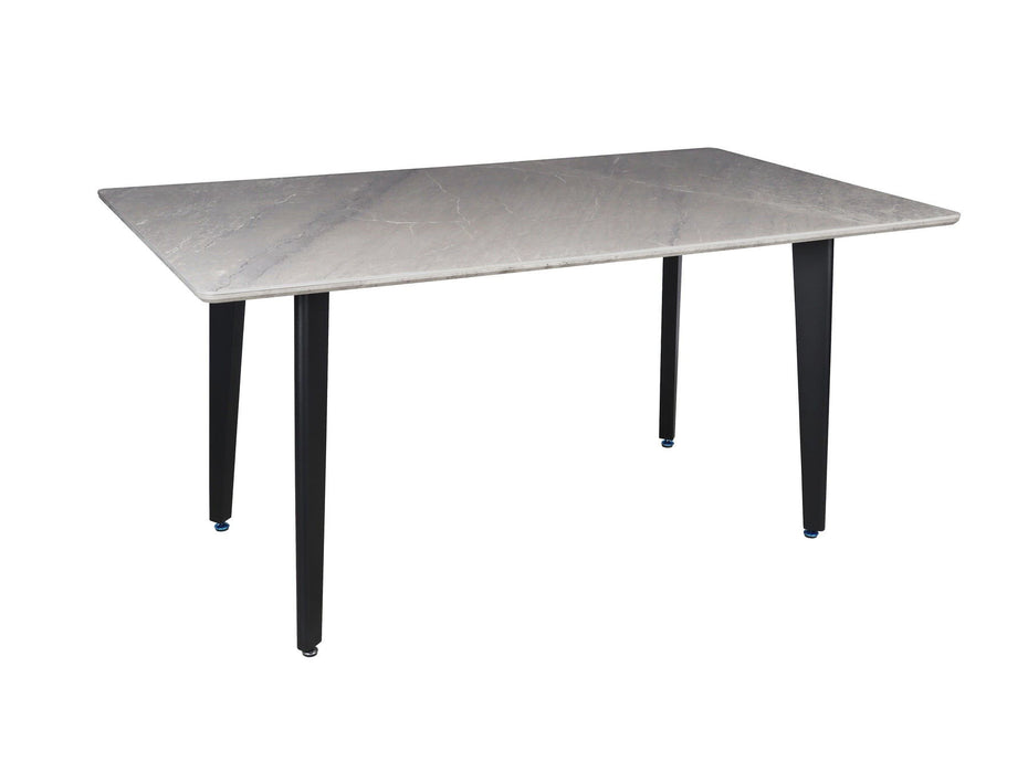 63" Stone And Metal Dining Table - Gray