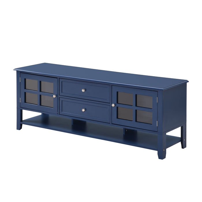 Giga TV stand with dual drawers, hidden storage, soft-close doors, and sleek panel design for modern entertainment rooms.