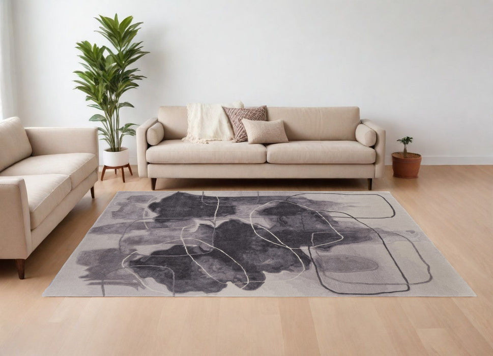8' x 10' Abstract Hand Tufted Area Rug - Gray And Ivory