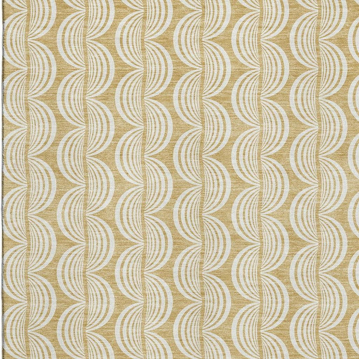 10' X 14' Ogee Washable Area Rug With UV Protection (682721) - Gold / Ivory