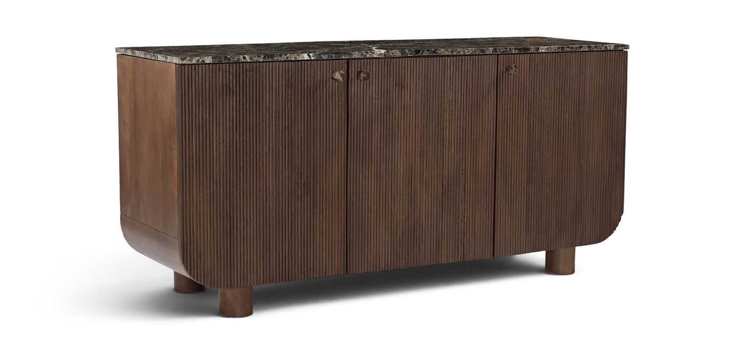 Meridian Furniture Cressa mango wood sideboard with sleek design and storage drawers, ideal for modern living spaces.