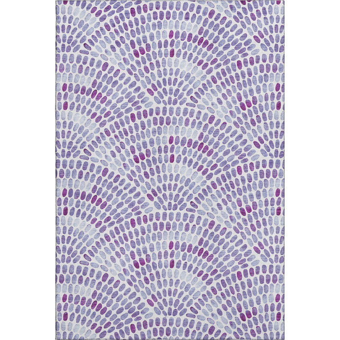 10' X 14' Geometric Washable Area Rug With UV Protection (645852) - Purple / Ivory