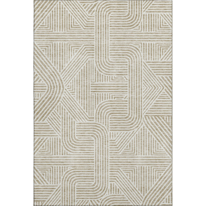 10' X 14' Abstract Geometric Washable Area Rug With UV Protection (672881) - Beige / Ivory