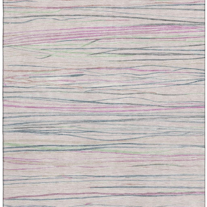 10' X 14' Striped Washable Area Rug With UV Protection (694731) - Pink / Mint Green / Ivory