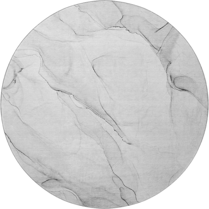 8' Abstract Washable Round Rug With UV Protection (647137) - Gray / Ivory