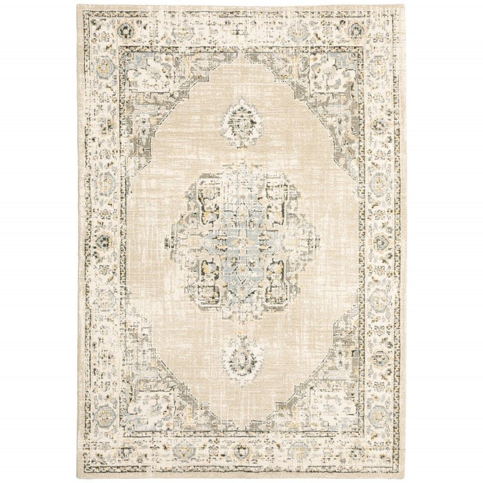 5' x 8' Center Jewel Area Rug - Beige And Ivory