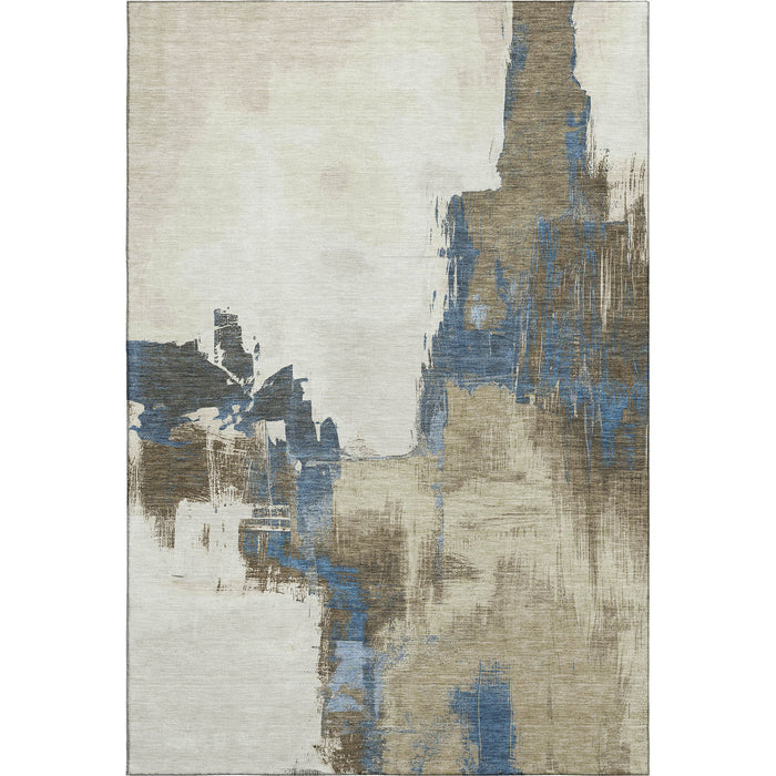 10' X 14' Abstract Washable Area Rug With UV Protection (693036) - Beige / Blue / Ivory