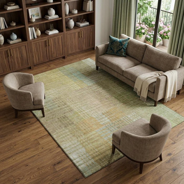 10' X 14' Geometric Washable Area Rug With UV Protection (692685) - Beige / Blue / Khaki