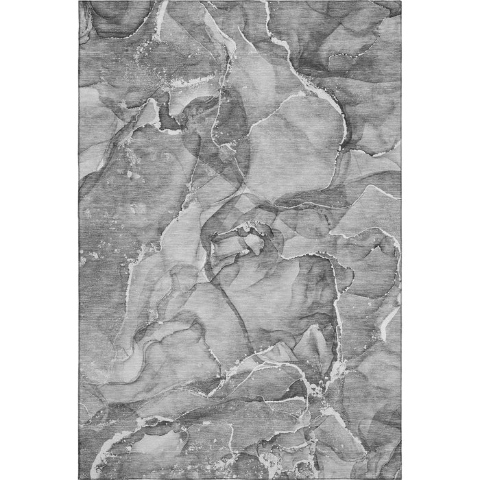 8' X 10' Abstract Washable Area Rug With UV Protection (647276) - Pewter / Ivory