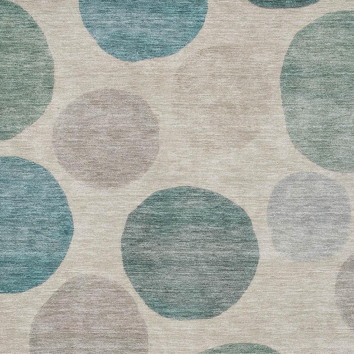 10' X 14' Geometric Washable Area Rug With UV Protection (716845) - Teal / Ivory