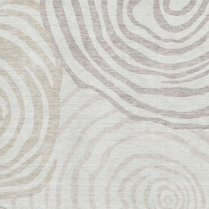 10' X 14' Khaki Abstract Washable Area Rug With UV Protection - Ivory