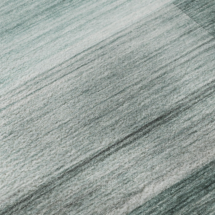 10' X 14' Striped Washable Area Rug With UV Protection (717266) - Teal / Ivory