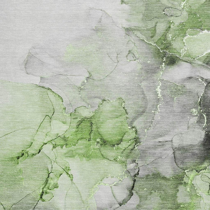10' X 14' Abstract Washable Area Rug With UV Protection (647302) - Green / Gray / Ivory