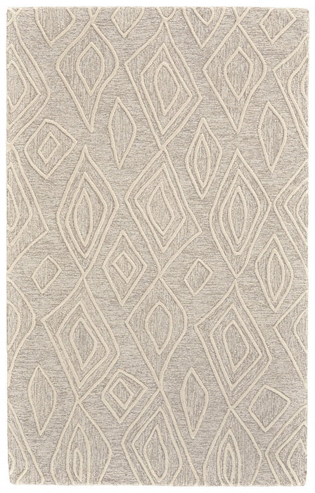 9.5' x 13.5' Wool Geometric Tufted Handmade Stain Resistant Area Rug - Ivory And Tan
