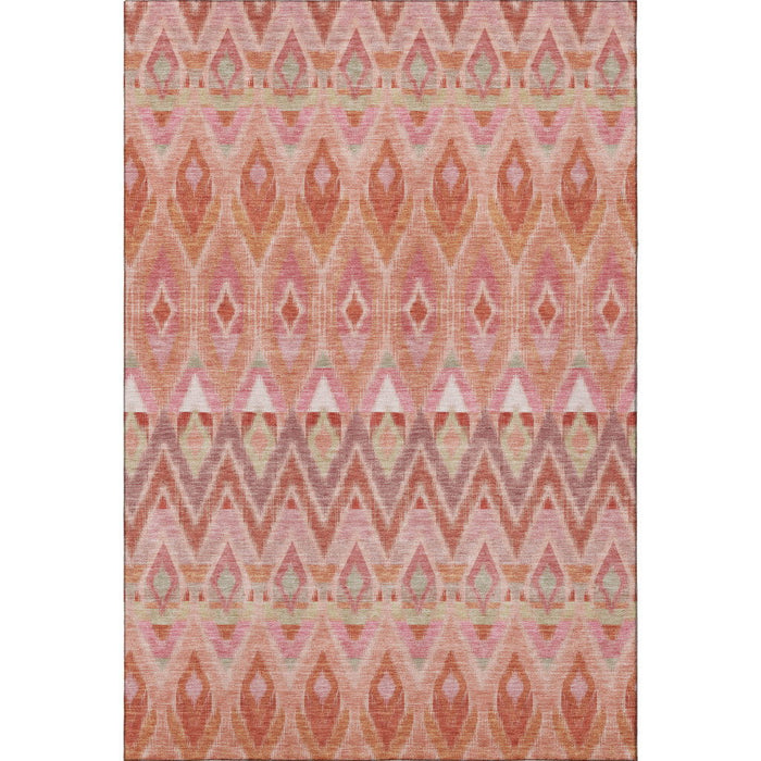 10' X 14' Southwestern Washable Area Rug With UV Protection (651911) - Pink / Orange / Mint Green