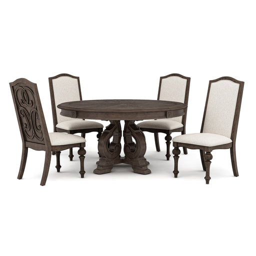 Giga 7-piece round dining set with elegant table and side chairs, perfect for stylish dining rooms.