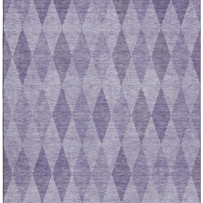 8' X 10' Geometric Washable Area Rug With UV Protection (649376) - Purple / Ivory
