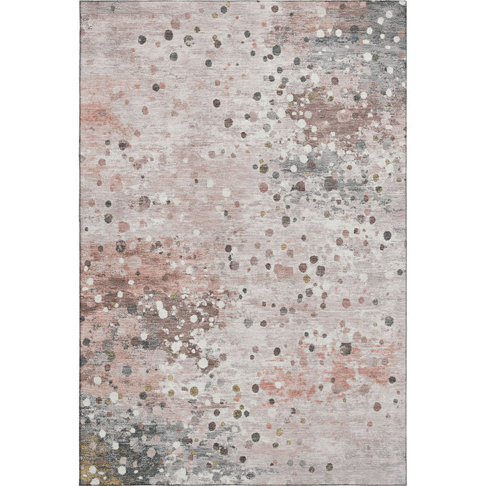 10' X 14' Abstract Washable Area Rug With UV Protection (710771) - Salmon / Ivory / Gray