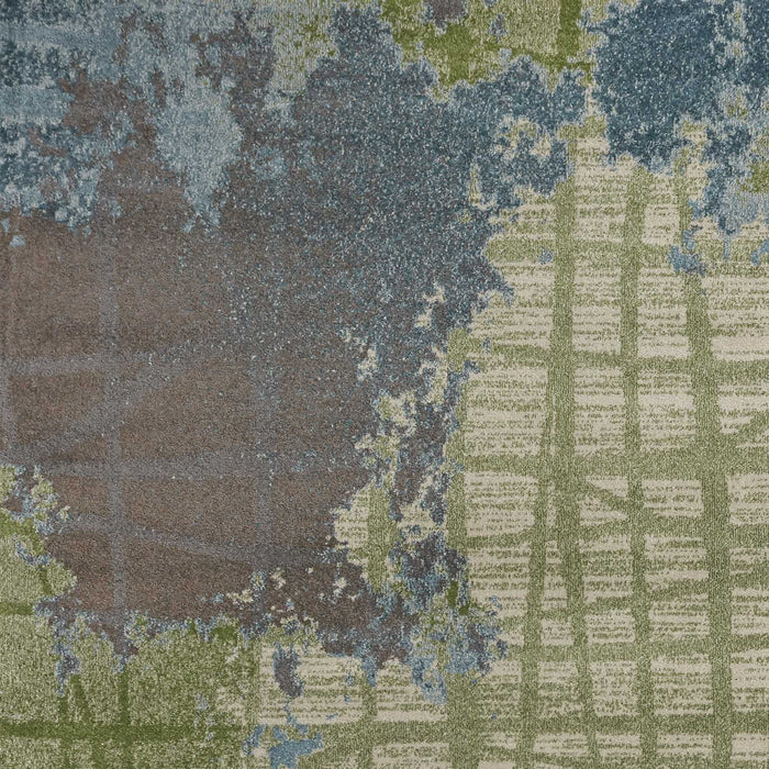 8' x 11' Machine Woven Abstract Indoor Area Rug - Green Blue
