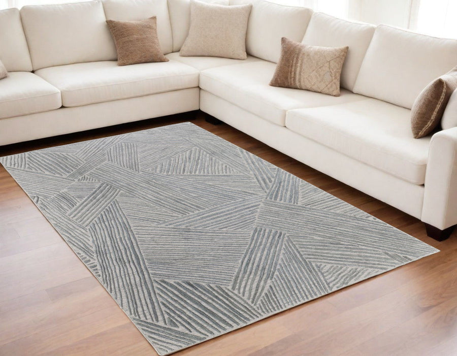 5' x 8' Abstract Hand Woven Area Rug - Green And Ivory