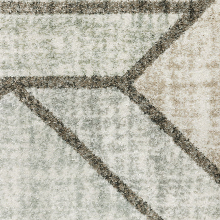 6' x 9' Geometric Power Loom Area Rug - Gray And Ivory