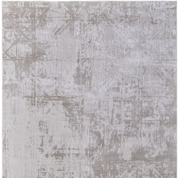 10' x 13.2' Abstract Power Loom Worn Faded Area Rug - Taupe And Ivory
