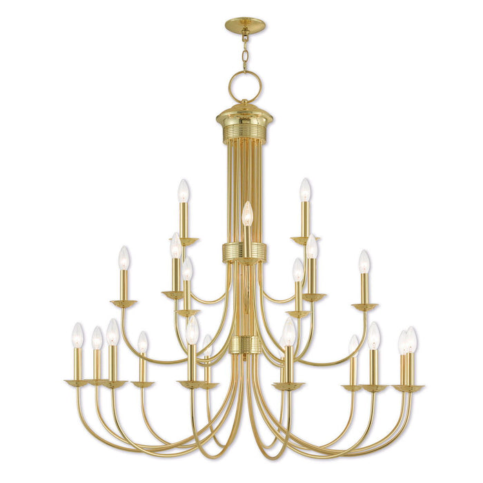 44" Multi Light Dimmable Chandelier With Shades - Brass