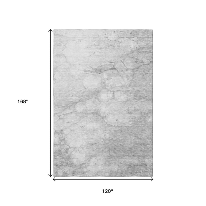 10' X 14' Abstract Washable Area Rug With UV Protection (656777) - Silver / Gray