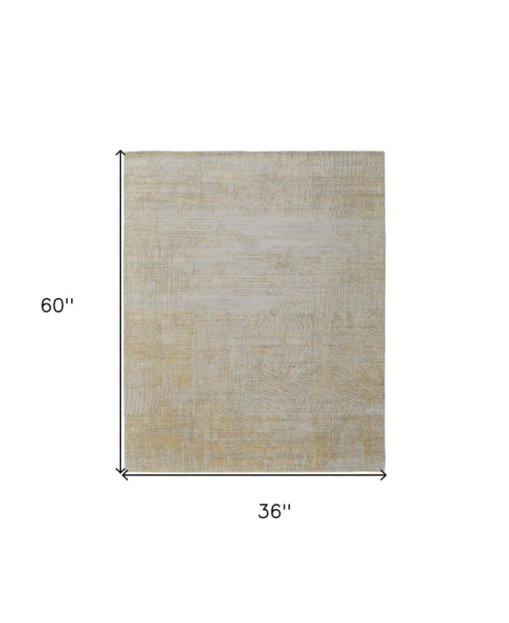 3' x 5' Abstract Hand Woven Area Rug - Yellow And Ivory