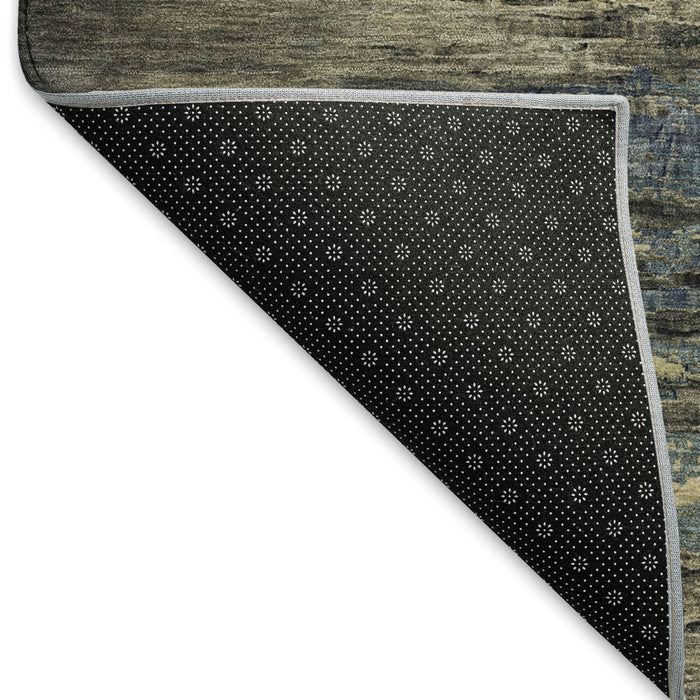 10' X 14' Abstract Washable Area Rug With UV Protection (692817) - Coffee / Navy Blue