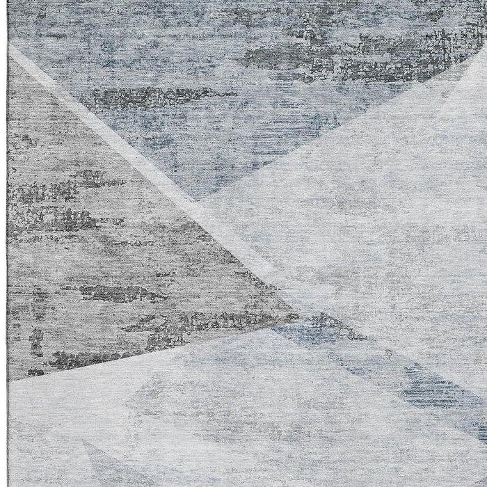 8' X 10' Geometric Washable Area Rug With UV Protection - Sky Blue