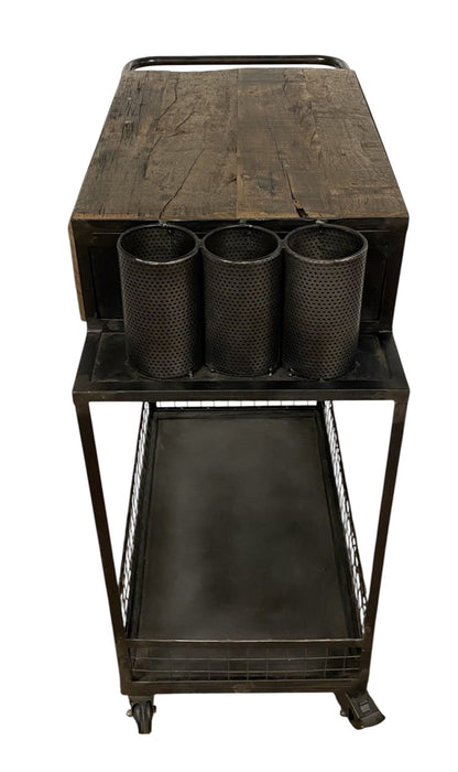 Rolling Rustic And Bar Cart - Black
