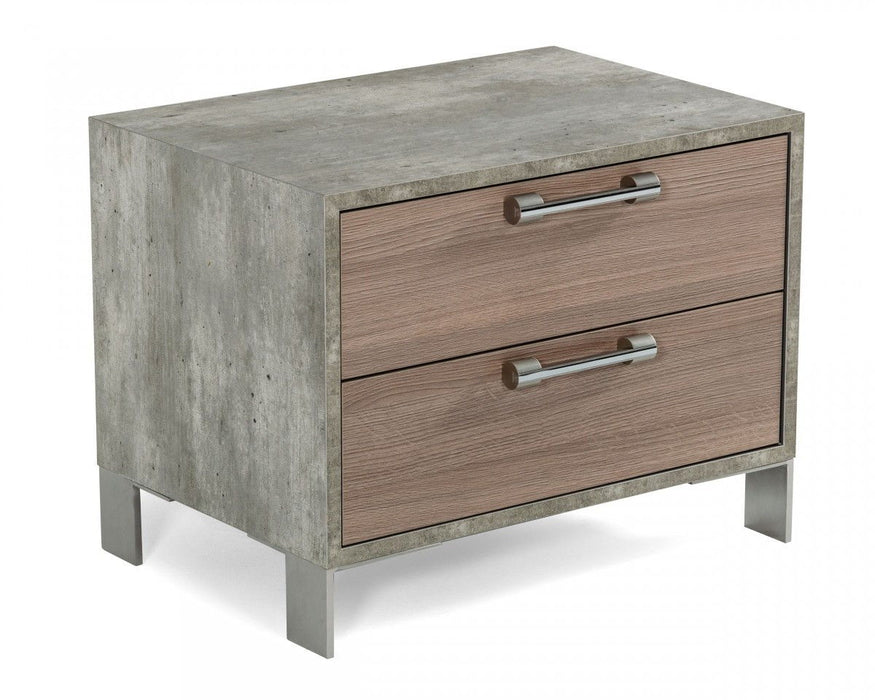 20" Two Drawer Nightstand - Brown Oak And Gray