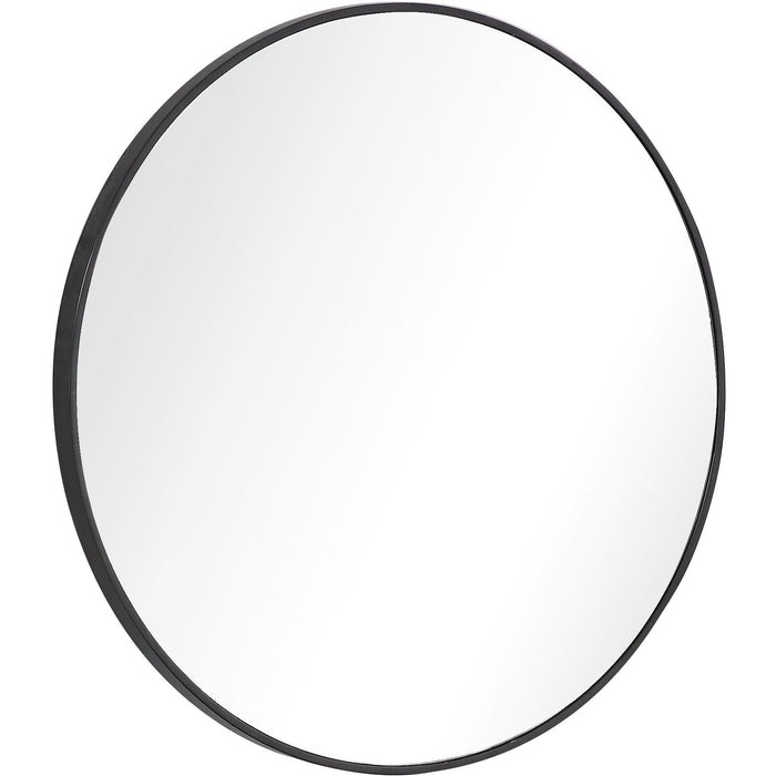32" Round Framed Accent Mirror - Black