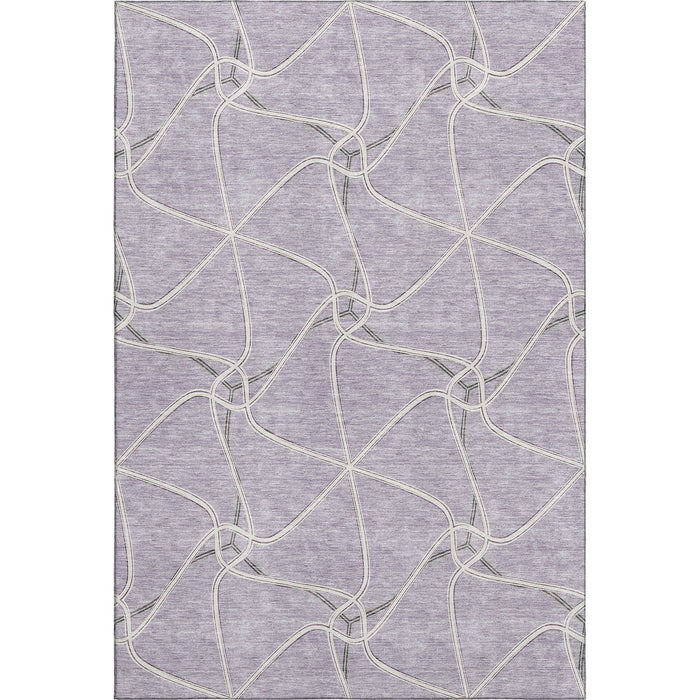 10' X 14' Geometric Washable Area Rug With UV Protection (675384) - Lavender / Ivory