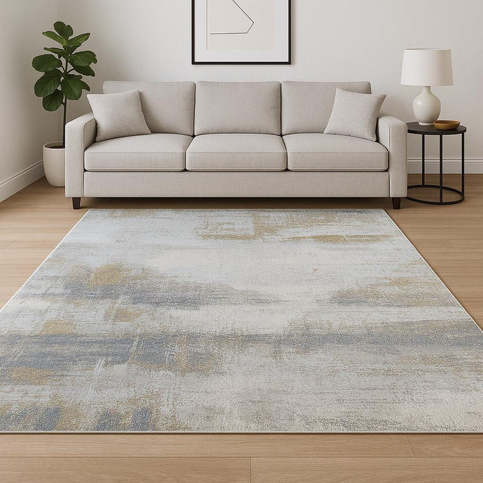 8' X 10' Abstract Hand Knotted Area Rug - Gold