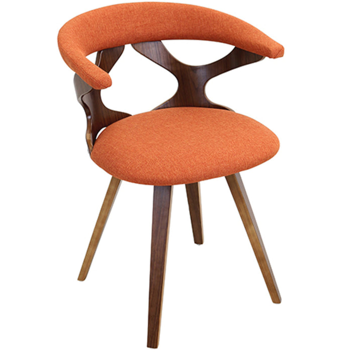 Gardenia - Mid - Century Modern Dining / Accent Chair With Swivel - Walnut Wood And Orange Fabric