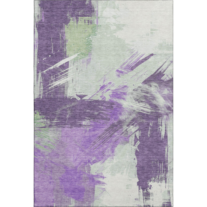 10' X 14' Abstract Washable Area Rug With UV Protection (697920) - Purple / Green / Ivory