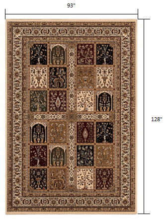 8' x 11' Oriental Power Loom Area Rug - Beige And Black