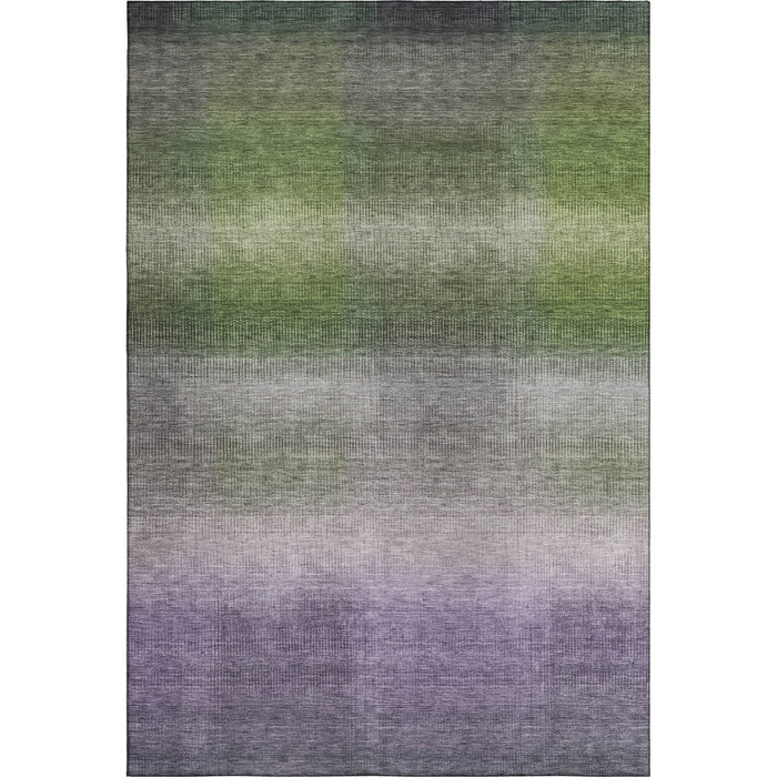10' X 14' Striped Washable Area Rug With UV Protection (699610) - Olive Green / Purple / Gray