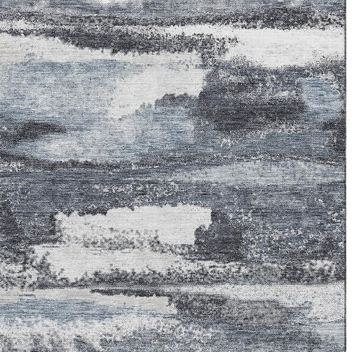 10' X 14' Abstract Washable Area Rug With UV Protection (675012) - Gray / Ivory
