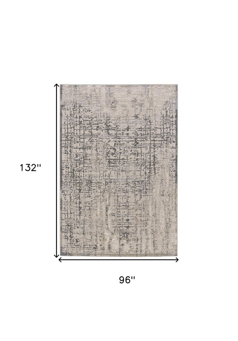 8' x 11' Abstract Stain Resistant Polypropylene Area Rug - Gray And Ivory