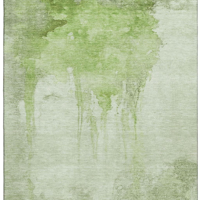 10' X 14' Abstract Washable Area Rug With UV Protection (701515) - Artichoke Green / Ivory