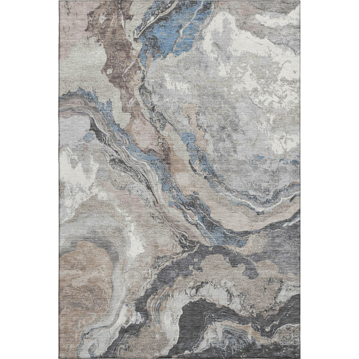10' X 14' Abstract Washable Area Rug With UV Protection (707761) - Taupe / Blue / Ivory