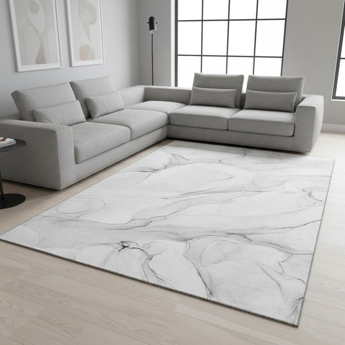 10' X 14' Abstract Washable Area Rug With UV Protection (647140) - Gray / Ivory