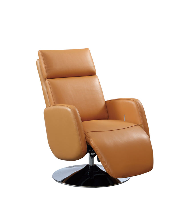 Tufted Genuine Leather Power Swivel Recliner (730556) - Burnt Umber