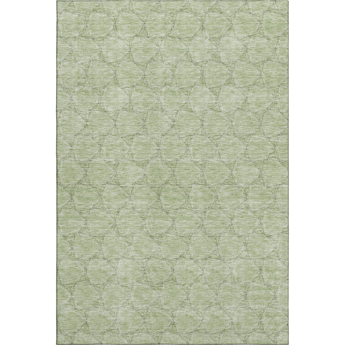 10' X 14' Geometric Washable Area Rug With UV Protection (676032) - Artichoke Green / Ivory